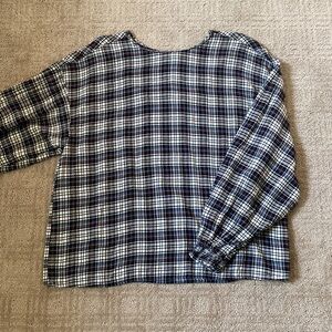 {Zara Basic} Plaid Long Sleeve Blouse Top ~Size Medium